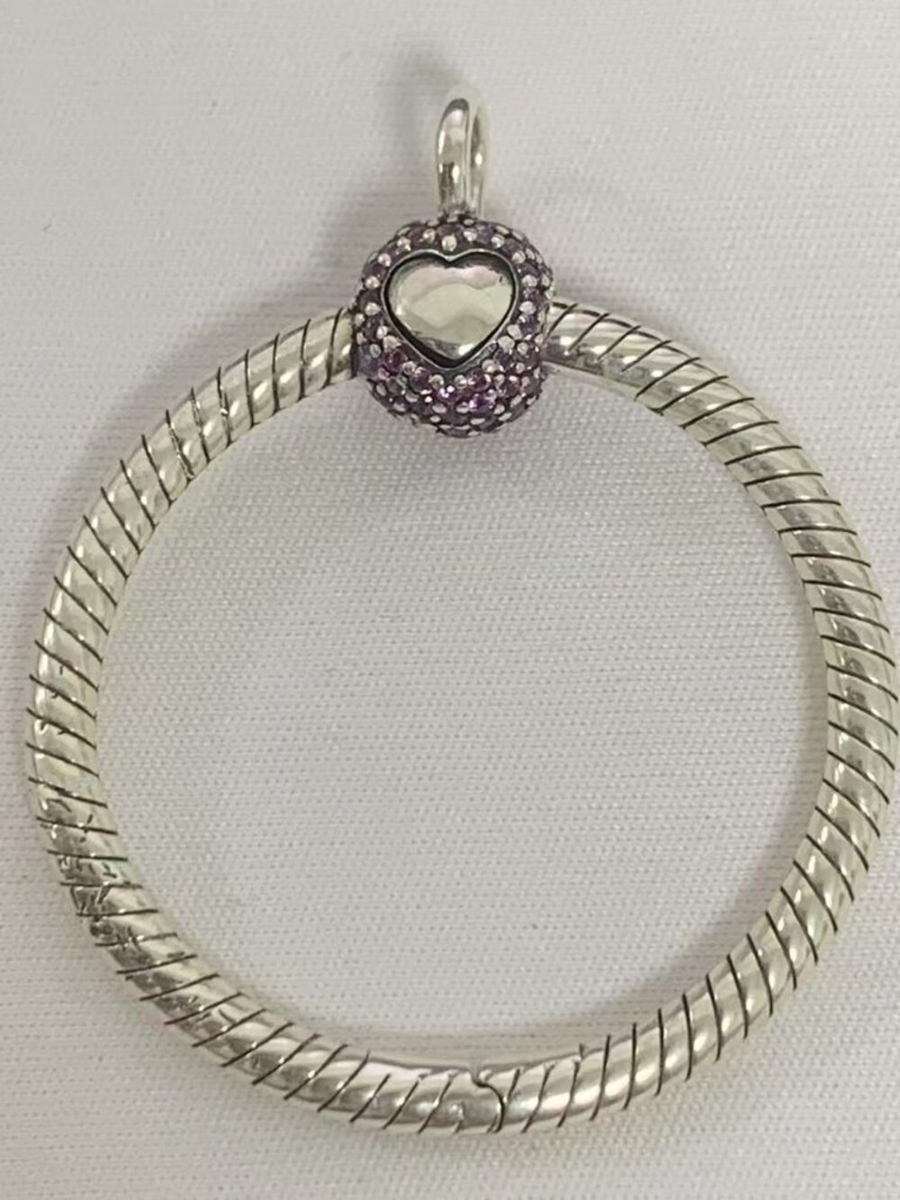 Pandora Moments Small Pink Pavé O Pendant, S925 Silver Jewelry